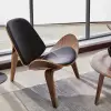 Faux Leather Tripod Slipper Accent Chair with Wooden Legs – Black