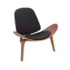 Faux Leather Tripod Slipper Accent Chair with Wooden Legs – Black