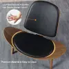 Faux Leather Tripod Slipper Accent Chair with Wooden Legs – Black