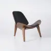Faux Leather Tripod Slipper Accent Chair with Wooden Legs – Black