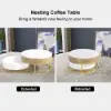 Nesnesis Modern Round Lift-top Nesting Wood Coffee Tables with 2 Drawers White & Natural
