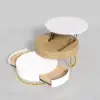 Nesnesis Modern Round Lift-top Nesting Wood Coffee Tables with 2 Drawers White & Natural