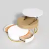 Nesnesis Modern Round Lift-top Nesting Wood Coffee Tables with 2 Drawers White & Natural