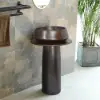 Vintage Retro Kaolin Clay Pedestal Basin Freestanding Bathroom Washbowl