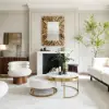 Nesnesis Modern Round Sintered Stone Nesting Wood Coffee Table with Drawers in White