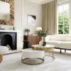 Nesnesis Modern Round Sintered Stone Nesting Wood Coffee Table with Drawers in White