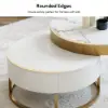 Nesnesis Modern Round Sintered Stone Nesting Wood Coffee Table with Drawers in White
