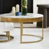 Nesnesis Modern Round Sintered Stone Nesting Wood Coffee Table with Drawers in White