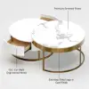 Nesnesis Modern Round Sintered Stone Nesting Wood Coffee Table with Drawers in White