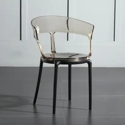 Picture of Modern Acrylic Dining Chair in Amber Dining Table Chairs with Arms