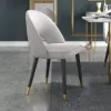 Modern Light Grey Velvet Dining Chair with Wooden Legs, 2 Pieces