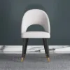 Modern Light Grey Velvet Dining Chair with Wooden Legs, 2 Pieces