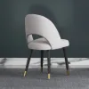 Modern Light Grey Velvet Dining Chair with Wooden Legs, 2 Pieces