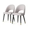 Modern Light Grey Velvet Dining Chair with Wooden Legs, 2 Pieces
