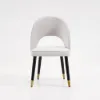 Modern Light Grey Velvet Dining Chair with Wooden Legs, 2 Pieces