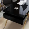Hungled Modern 140 cm Rectangular Black Executive Desk with Storage Cabinet