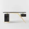 Hungled Modern 140 cm Rectangular Black Executive Desk with Storage Cabinet