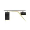 Hungled Modern 140 cm Rectangular Black Executive Desk with Storage Cabinet