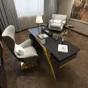 Hungled Modern 140 cm Rectangular Black Executive Desk with Storage Cabinet
