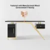 Hungled Modern 140 cm Rectangular Black Executive Desk with Storage Cabinet