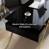 Hungled Modern 140 cm Rectangular Black Executive Desk with Storage Cabinet