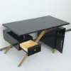 Hungled Modern 140 cm Rectangular Black Executive Desk with Storage Cabinet