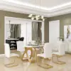 Modern Minimalist Upholstered White PU Leather Dining Chairs (Set of 2) Gold Metal Base