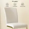 Modern Minimalist Upholstered White PU Leather Dining Chairs (Set of 2) Gold Metal Base