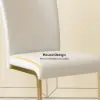 Modern Minimalist Upholstered White PU Leather Dining Chairs (Set of 2) Gold Metal Base