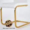 Modern Minimalist Upholstered White PU Leather Dining Chairs (Set of 2) Gold Metal Base