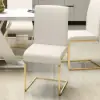 Modern Minimalist Upholstered White PU Leather Dining Chairs (Set of 2) Gold Metal Base