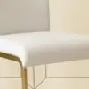 Modern Minimalist Upholstered White PU Leather Dining Chairs (Set of 2) Gold Metal Base