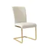Modern Minimalist Upholstered White PU Leather Dining Chairs (Set of 2) Gold Metal Base