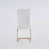 Modern Minimalist Upholstered White PU Leather Dining Chairs (Set of 2) Gold Metal Base