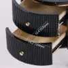 Modern 533 mm Black & Gold Fluted Sintered Stone End table with 2 Drawers