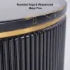Modern 533 mm Black & Gold Fluted Sintered Stone End table with 2 Drawers