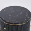 Modern 533 mm Black & Gold Fluted Sintered Stone End table with 2 Drawers