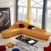 2-Piece Orange Faux Leather Upholstered L-Shaped Sectional Sofa