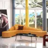 2-Piece Orange Faux Leather Upholstered L-Shaped Sectional Sofa