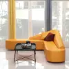 2-Piece Orange Faux Leather Upholstered L-Shaped Sectional Sofa