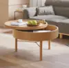 600mm Round Rotating Tray Coffee Table with Storage & Metal Legs