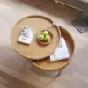 600mm Round Rotating Tray Coffee Table with Storage & Metal Legs