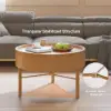 600mm Round Rotating Tray Coffee Table with Storage & Metal Legs
