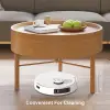 600mm Round Rotating Tray Coffee Table with Storage & Metal Legs