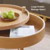 600mm Round Rotating Tray Coffee Table with Storage & Metal Legs