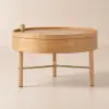 600mm Round Rotating Tray Coffee Table with Storage & Metal Legs