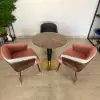 Mid-Century Modern Dining Chair Single Arm Chair Upholstered Leath-Aire
