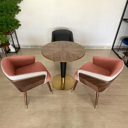 Picture of Mid-Century Modern Dining Chair Single Arm Chair Upholstered Leath-Aire