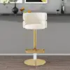 Modern Warm White Velvet Swivel Bar Stool with Adjustable Height, 1 Piece