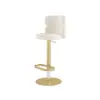 Modern Warm White Velvet Swivel Bar Stool with Adjustable Height, 1 Piece